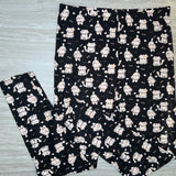 Kitties Cat with Bows Print Soft Leggings