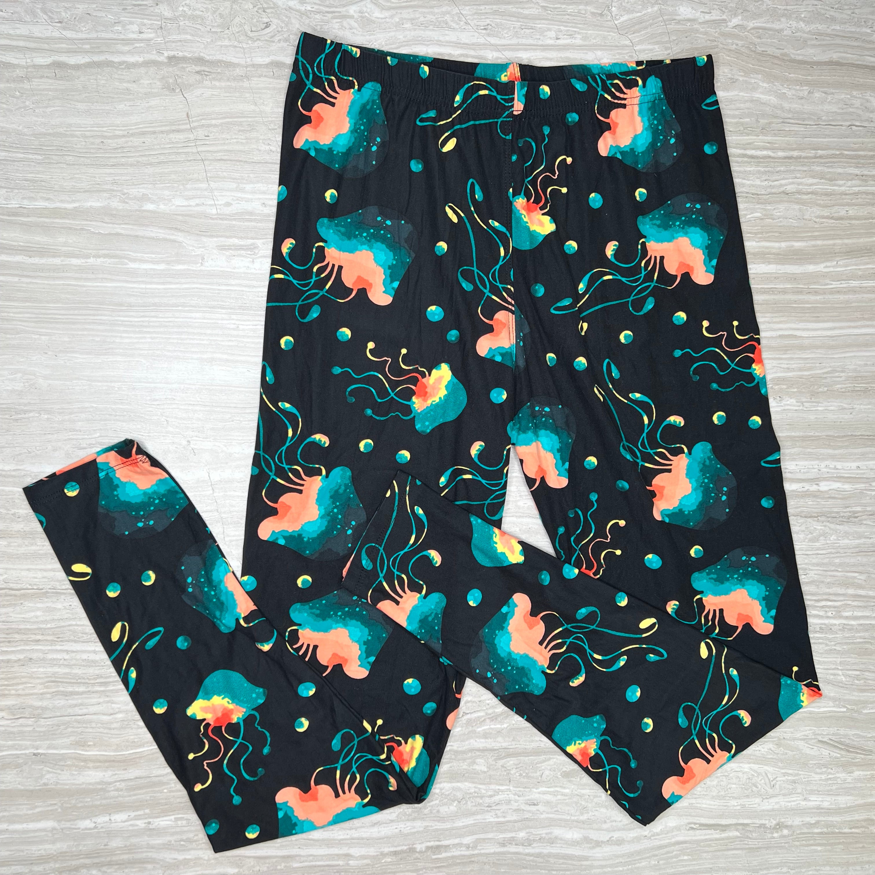 Jellyfish Print Soft Leggings - Adult & Kid Sizes