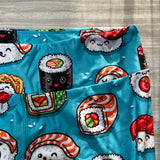 Kawaii Sushi Delight Blue Leggings with Yoga Band – Savory Style Meets Cute Comfort