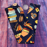 Book Print Leggings With Hidden Yoga Band Pocket or Elastic Band