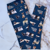 I Love My French Bulldog Checkered Print Teal Blue Leggings