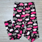 Kitty With Bow & Hearts Print Leggings