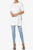 Tie Up Ruched Side Dolman Short Sleeve Round Neck Jersey Tee