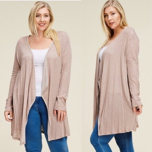 Waterfall Longline Cardigan With Lace Back Detail
