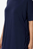 Tie Up Ruched Side Dolman Short Sleeve Round Neck Jersey Tee