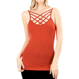 Color Seamless Strappy Caged Stretch Cami Top