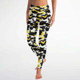 Black & Yellow Camo Print Soft Leggings