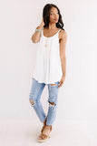 Pleated Adjustable Spaghetti Strap Camisole Sleeveless Tops Loose Fit Beach Tank