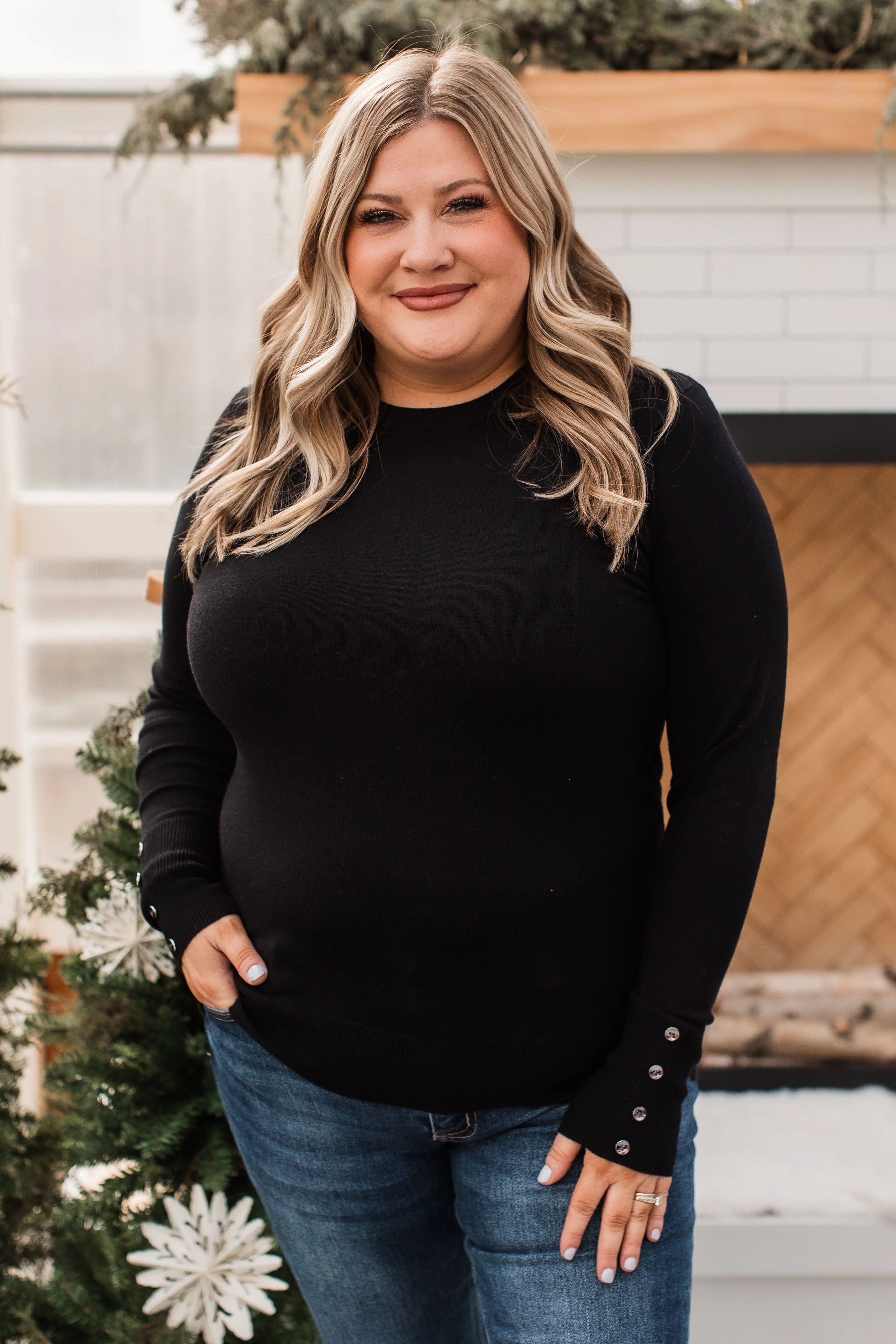 Long Sleeve Button Cuff Sweater