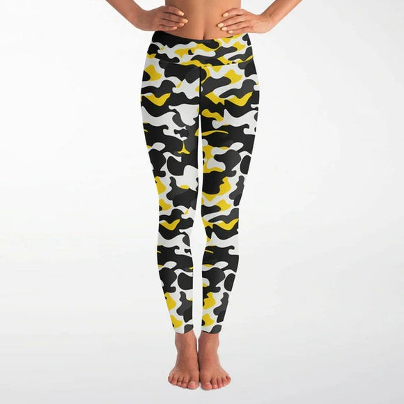 Black & Yellow Camo Print Soft Leggings