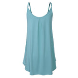 Pleated Adjustable Spaghetti Strap Camisole Sleeveless Tops Loose Fit Beach Tank