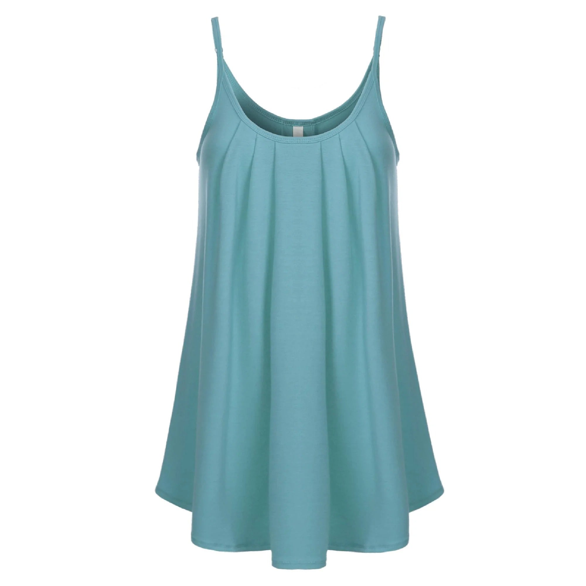 Pleated Adjustable Spaghetti Strap Camisole Sleeveless Tops Loose Fit Beach Tank