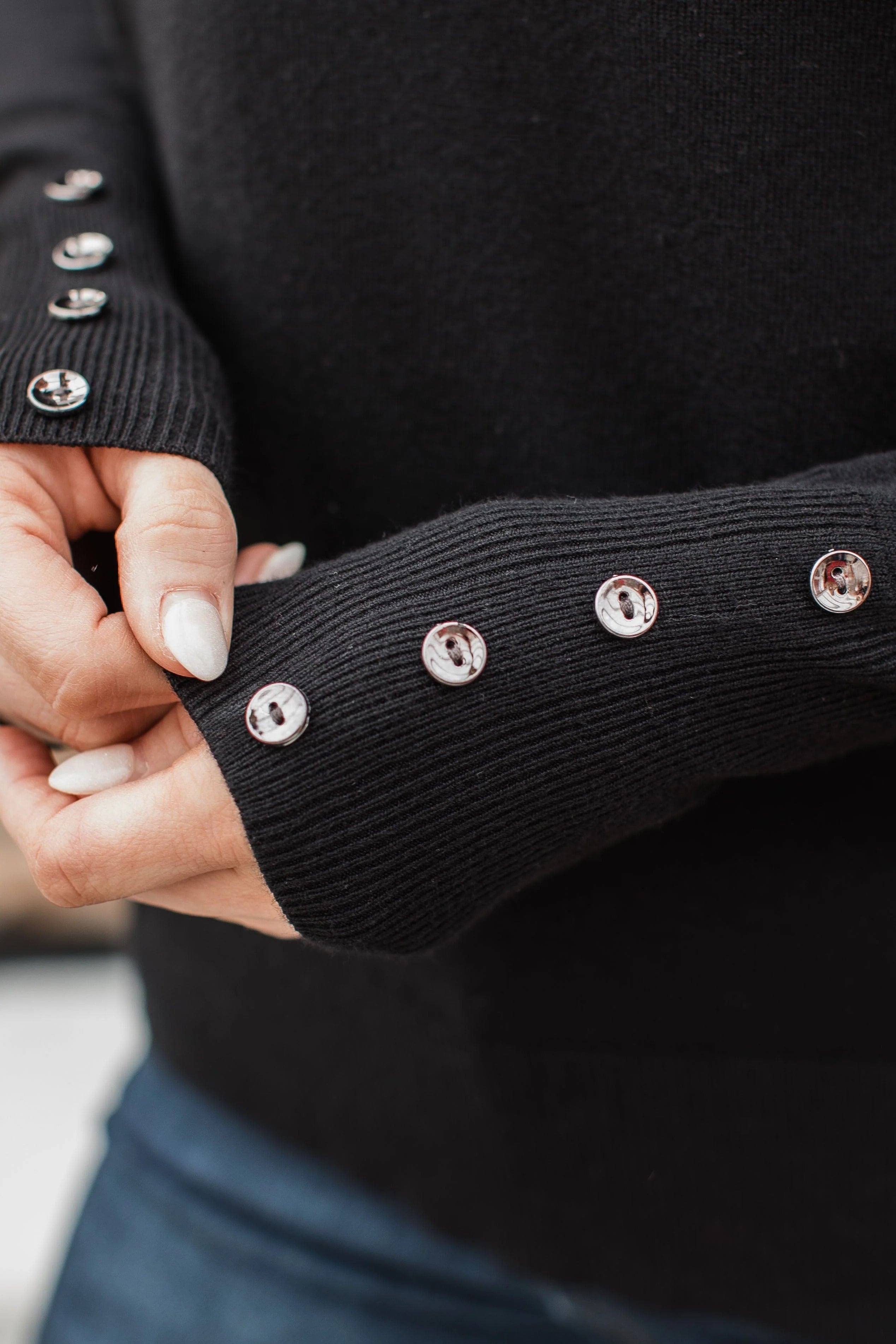 Long Sleeve Button Cuff Sweater