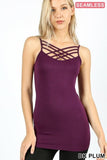 Color Seamless Strappy Caged Stretch Cami Top