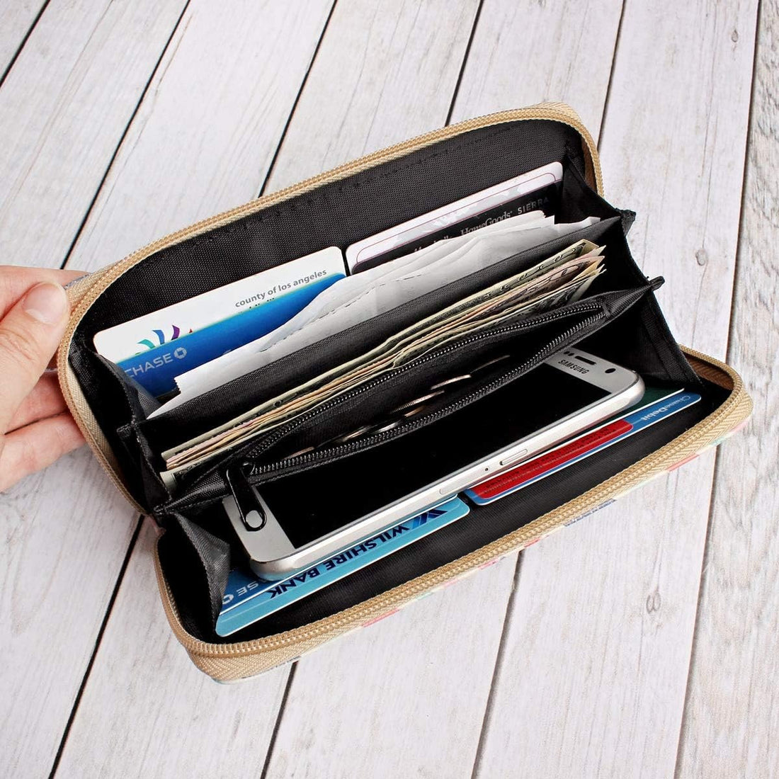 White Glitter Zipper Wallet