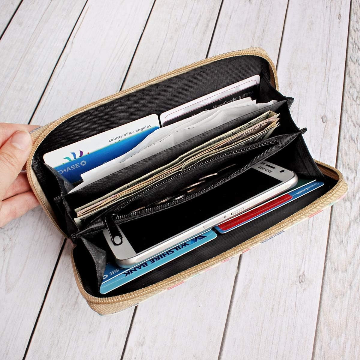 White Glitter Zipper Wallet