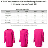 Casual Oversized Loose Fit Crew Neck Long Sleeves Fleece Pullover Sweatshirts Tunic w/ Pockets