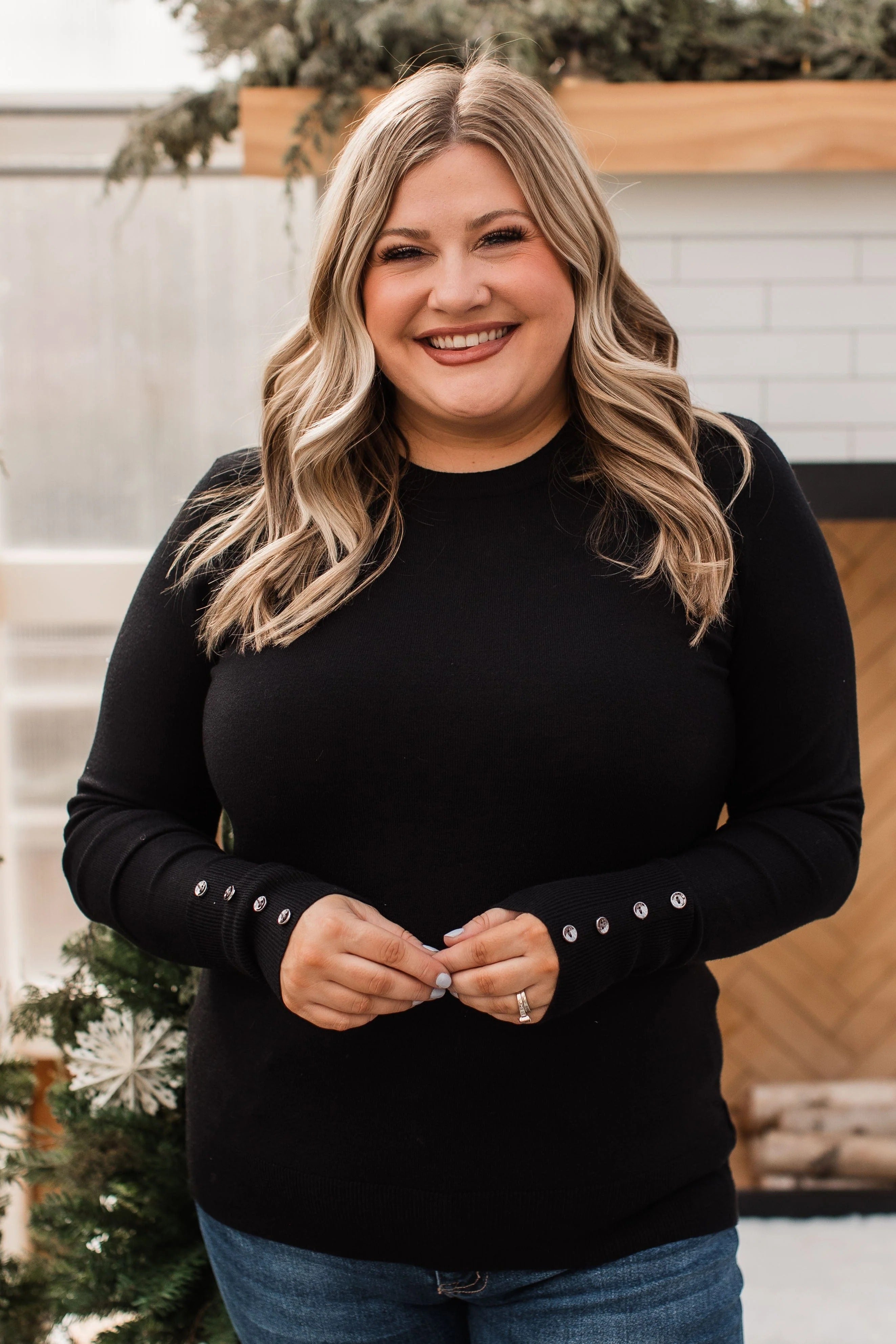 Long Sleeve Button Cuff Sweater