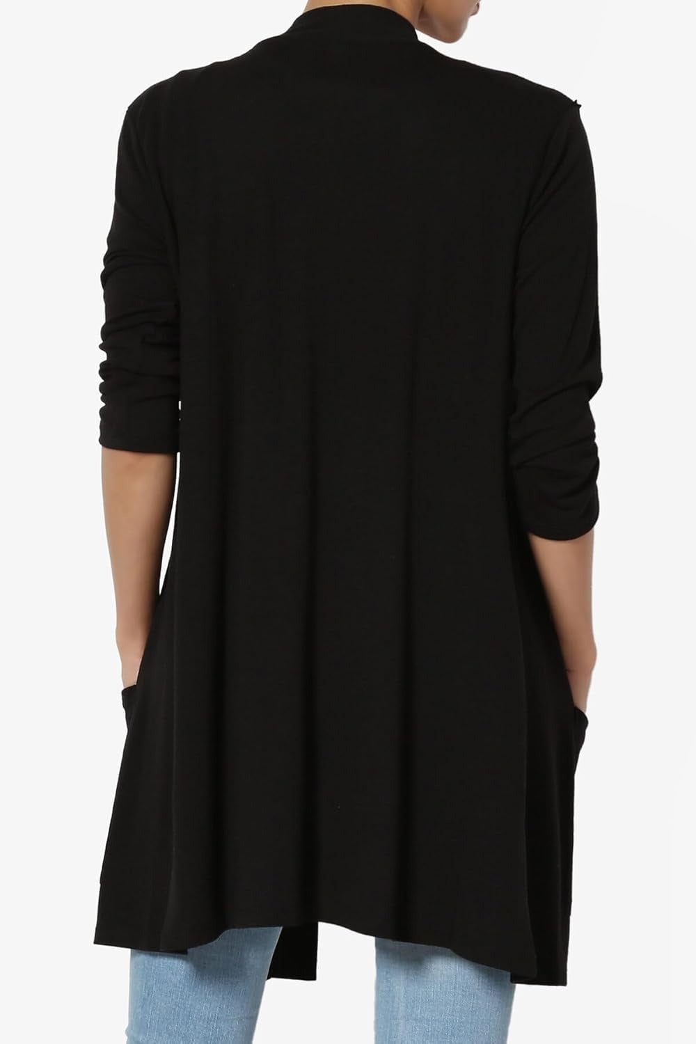 Women's Long Sleeve Open Front Cardigan with Pockets Casual Layering Jersey Knit Duster
