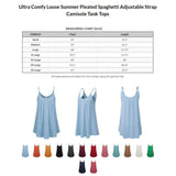 Pleated Adjustable Spaghetti Strap Camisole Sleeveless Tops Loose Fit Beach Tank