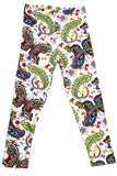 Colorful Floral Garden Butterfly Print Kids Soft Leggings