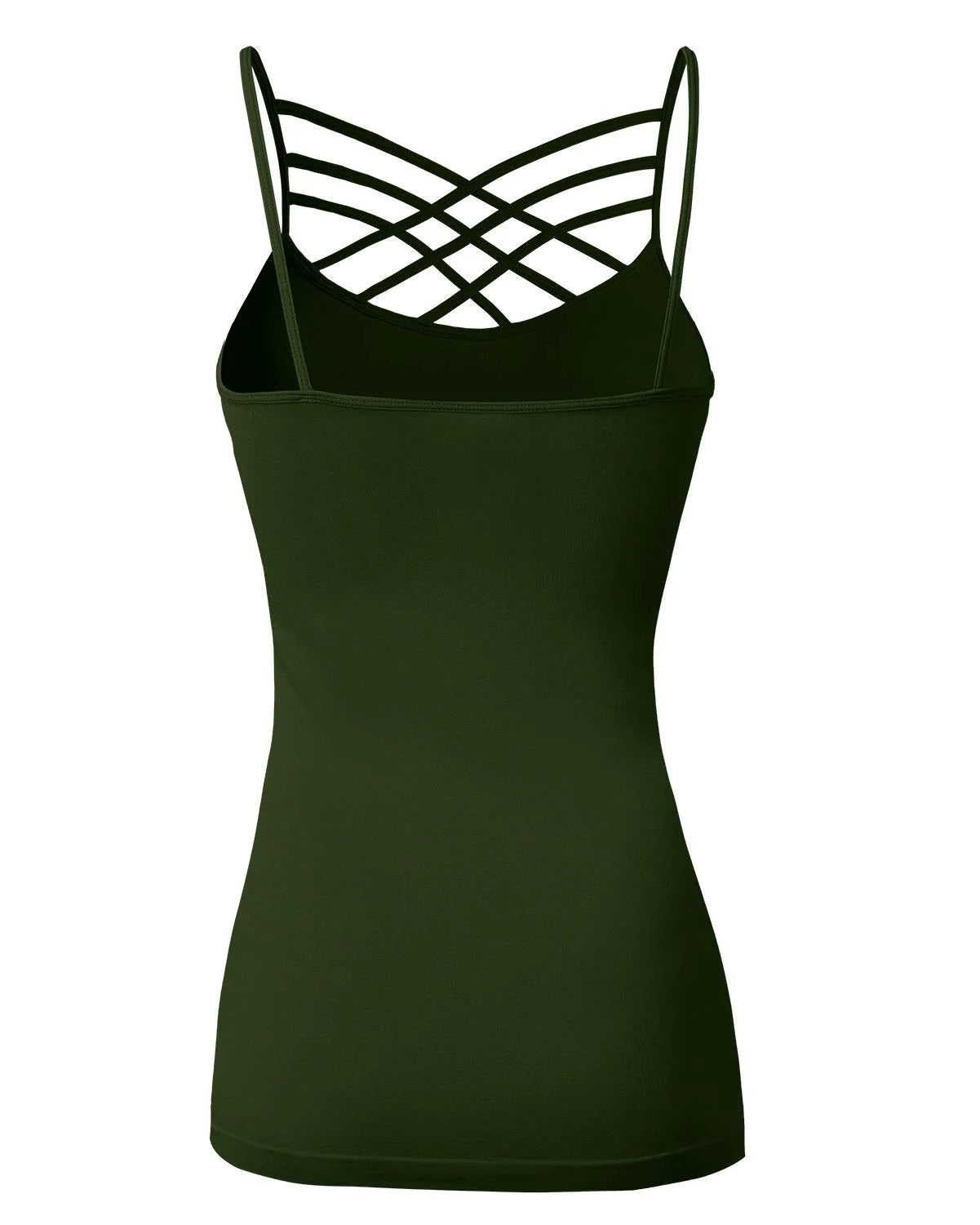 Color Seamless Strappy Caged Stretch Cami Top
