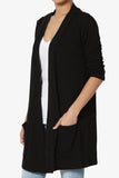 Women's Long Sleeve Open Front Cardigan with Pockets Casual Layering Jersey Knit Duster