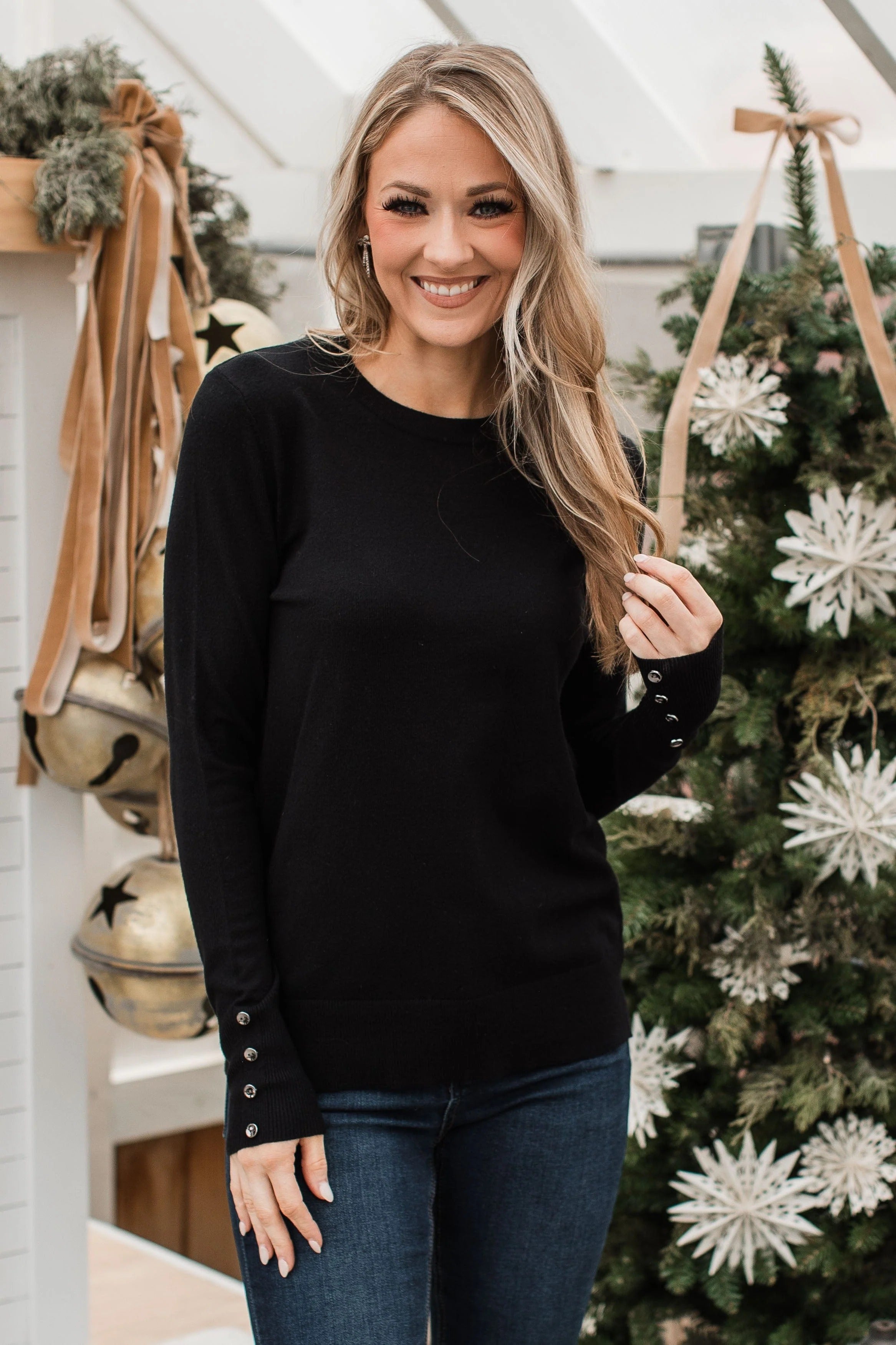 Long Sleeve Button Cuff Sweater