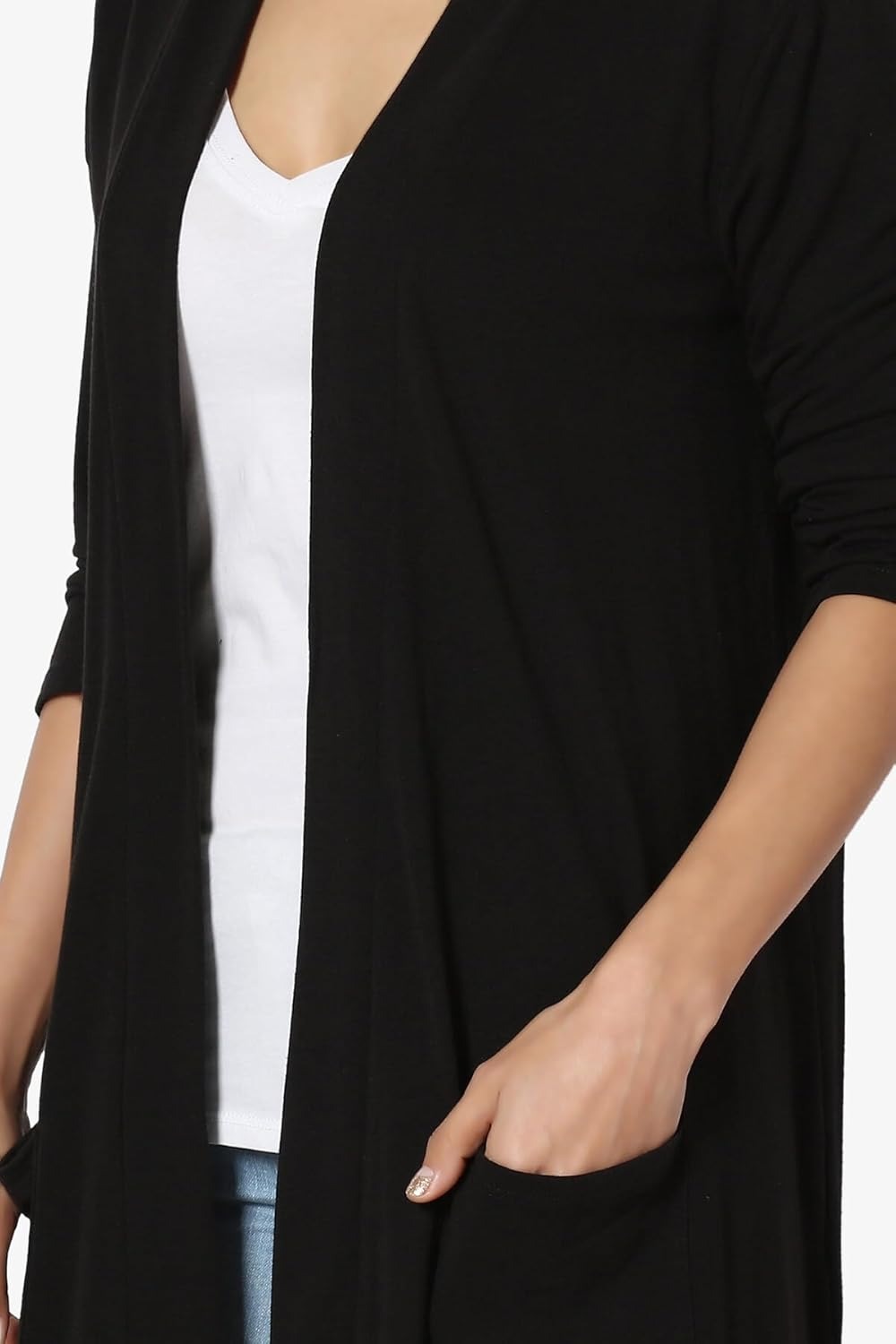 Women's Long Sleeve Open Front Cardigan with Pockets Casual Layering Jersey Knit Duster