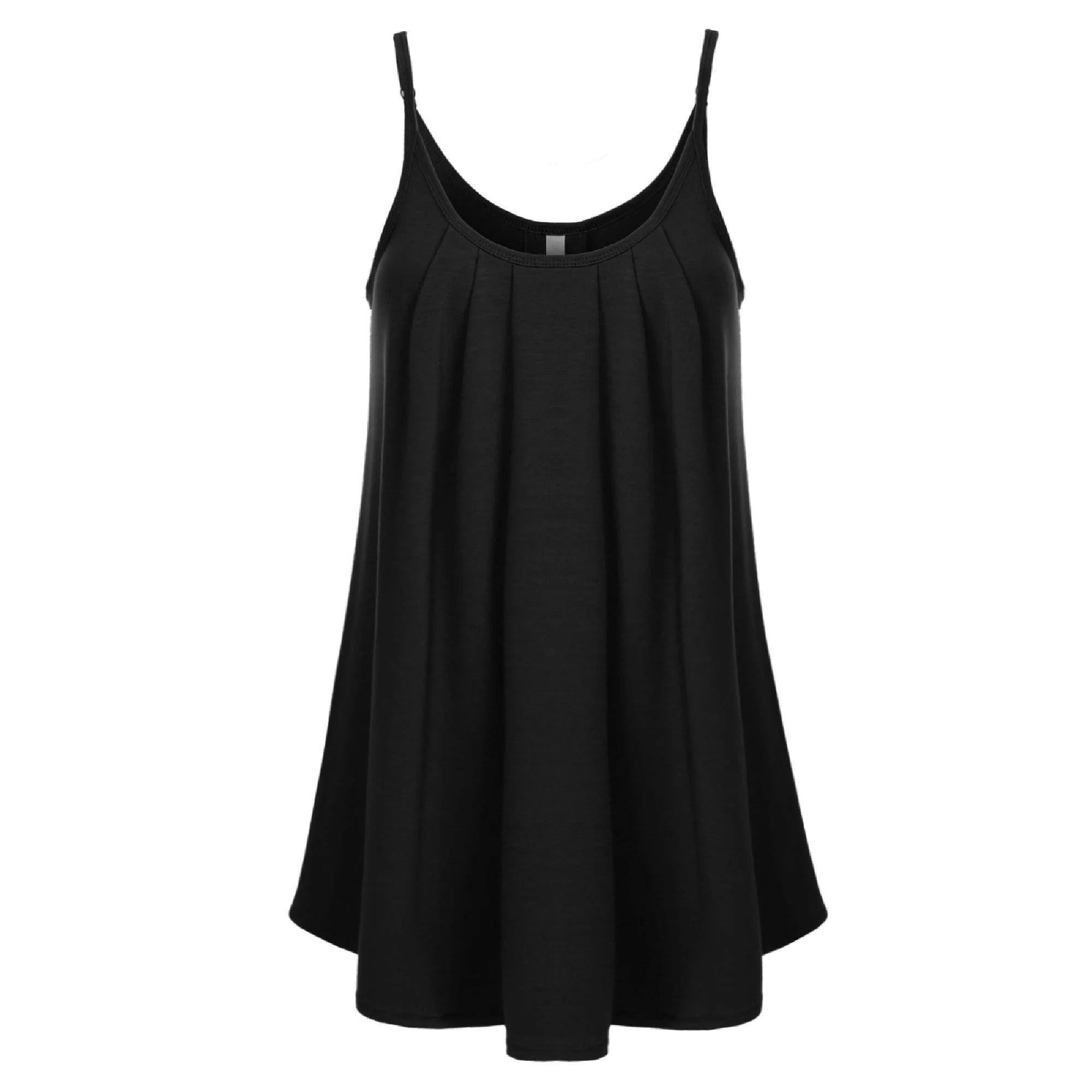 Pleated Adjustable Spaghetti Strap Camisole Sleeveless Tops Loose Fit Beach Tank