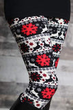Christmas Snowflake Reindeer Print Leggings - Adult & Kid Sizes