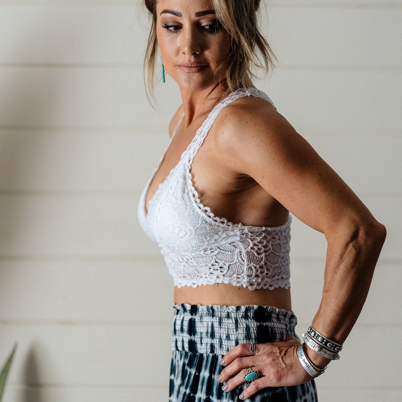Women's Sexy Lace V Neck Padded Racerback Bralette T-back Crop Top