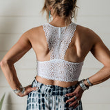 Women's Sexy Lace V Neck Padded Racerback Bralette T-back Crop Top