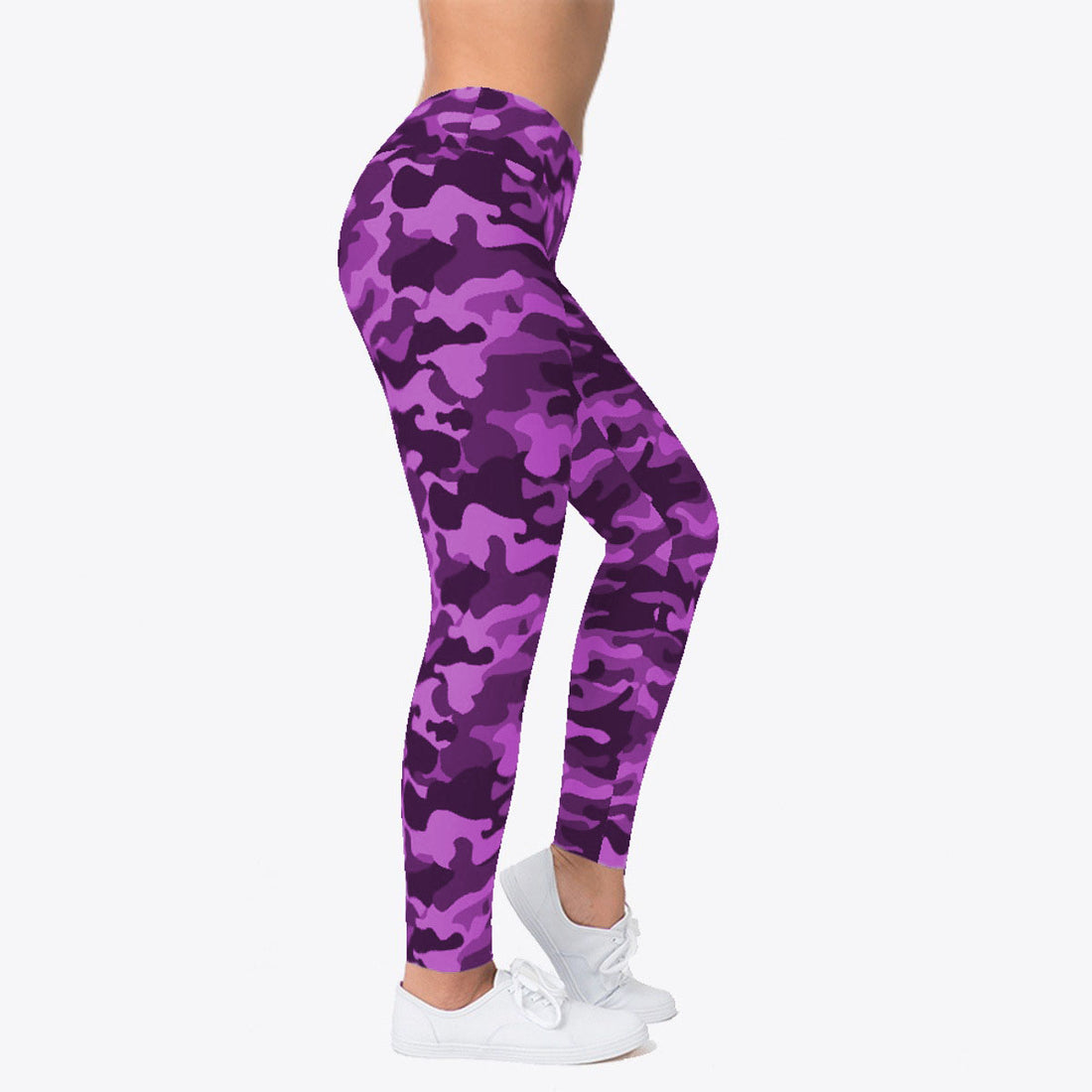Purple Camo Print Soft Leggings
