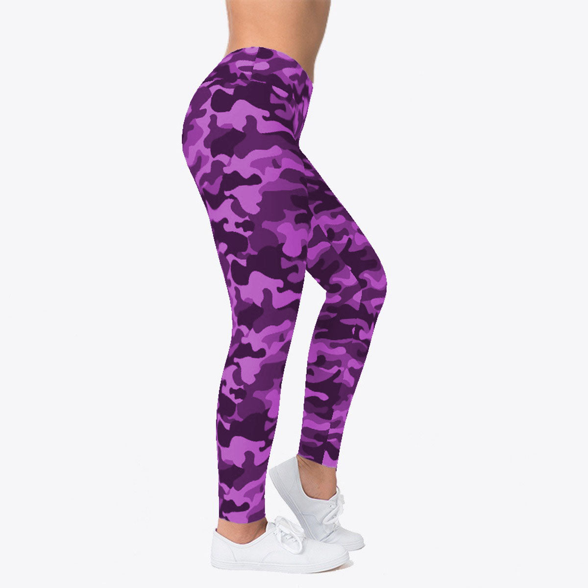Purple Camo Print Soft Leggings