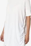 Tie Up Ruched Side Dolman Short Sleeve Round Neck Jersey Tee