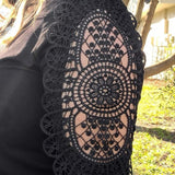 Lace Trimmed Long Sleeve Henley Top