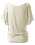Modal Rayon Cold Shoulder Dolman Top - White