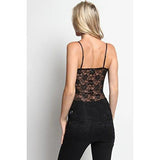 Black Floral Lace V Neck Camisole