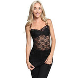 Black Floral Lace V Neck Camisole