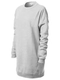 Casual Oversized Loose Fit Crew Neck Long Sleeves Fleece Pullover Sweatshirts Tunic w/ Pockets
