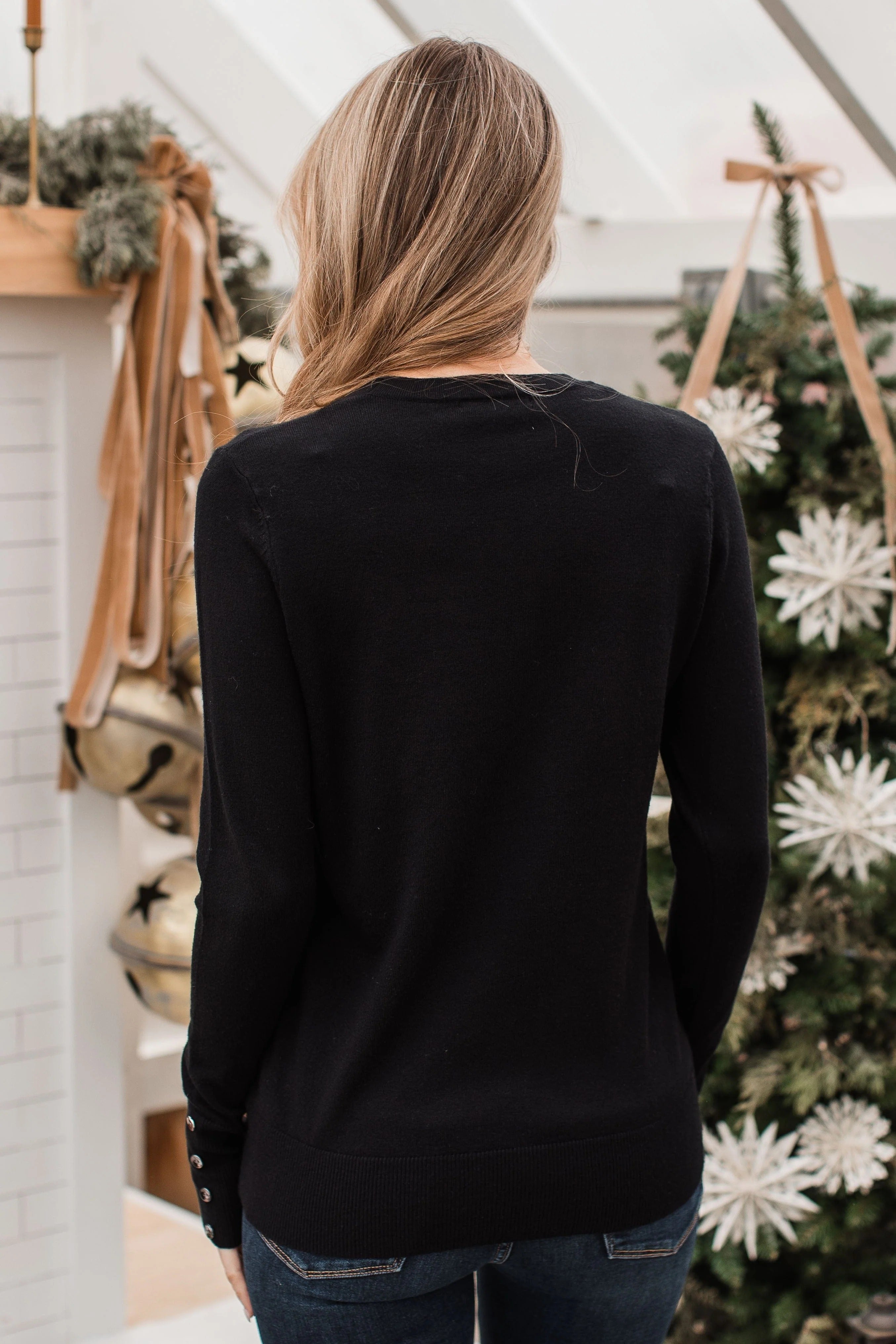 Long Sleeve Button Cuff Sweater