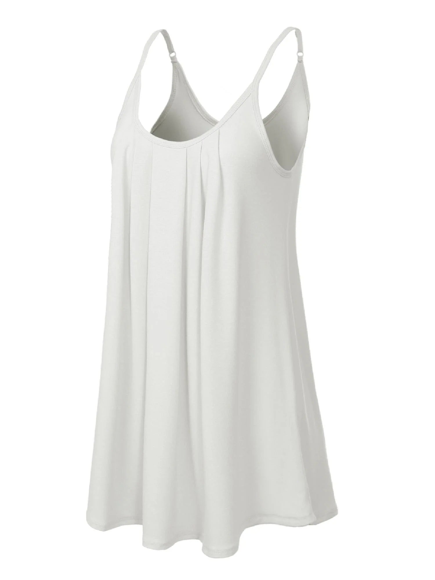 Pleated Adjustable Spaghetti Strap Camisole Sleeveless Tops Loose Fit Beach Tank