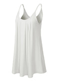 Pleated Adjustable Spaghetti Strap Camisole Sleeveless Tops Loose Fit Beach Tank