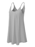 Pleated Adjustable Spaghetti Strap Camisole Sleeveless Tops Loose Fit Beach Tank