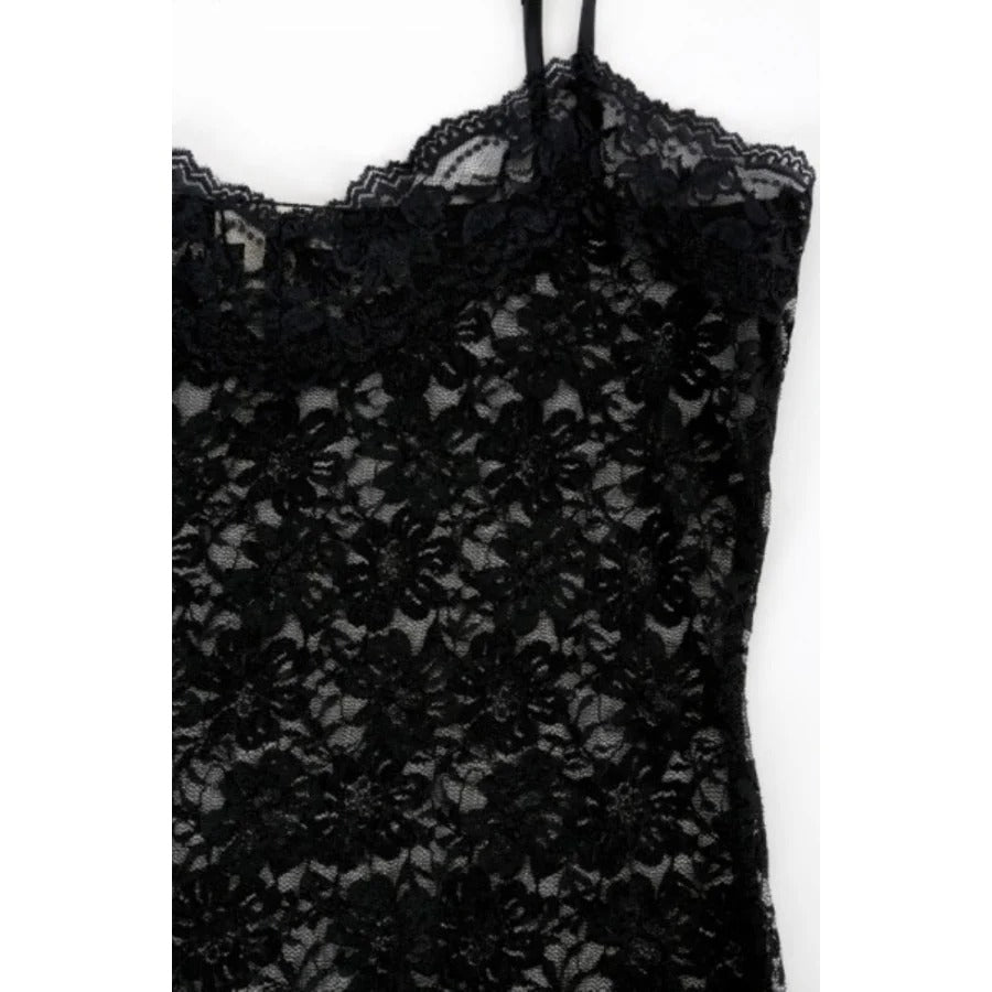 Black Floral Lace V Neck Camisole
