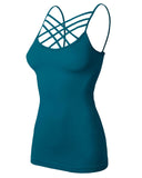 Color Seamless Strappy Caged Stretch Cami Top