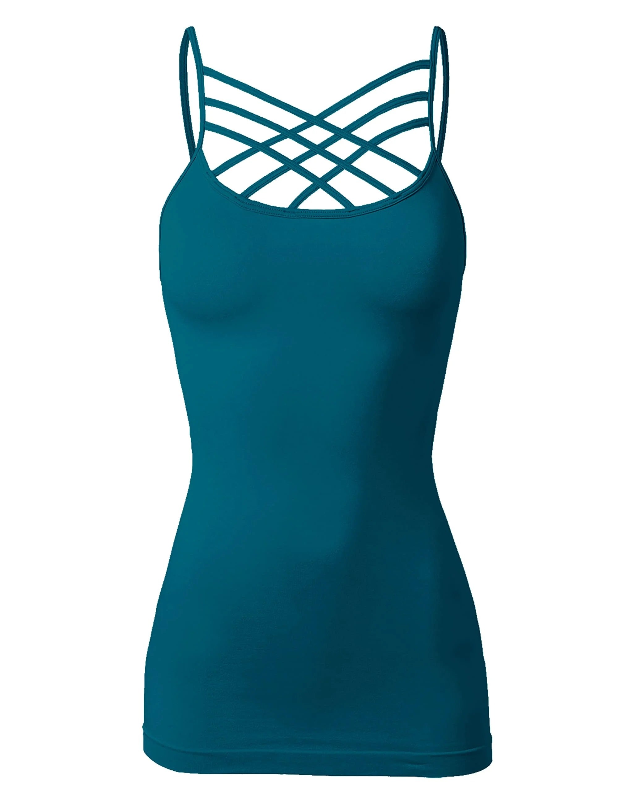 Color Seamless Strappy Caged Stretch Cami Top