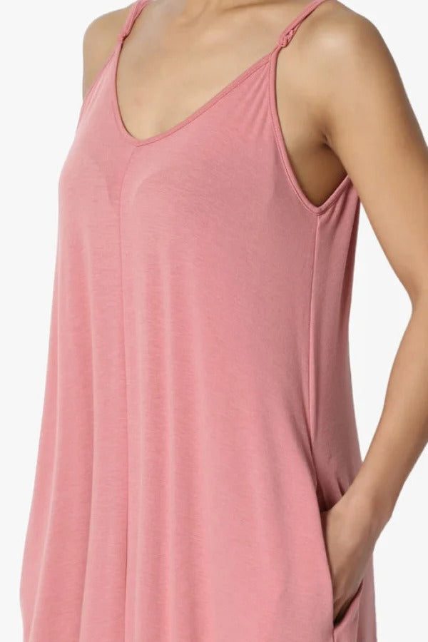 Adjustable Strap Maxi Dress with Pockets