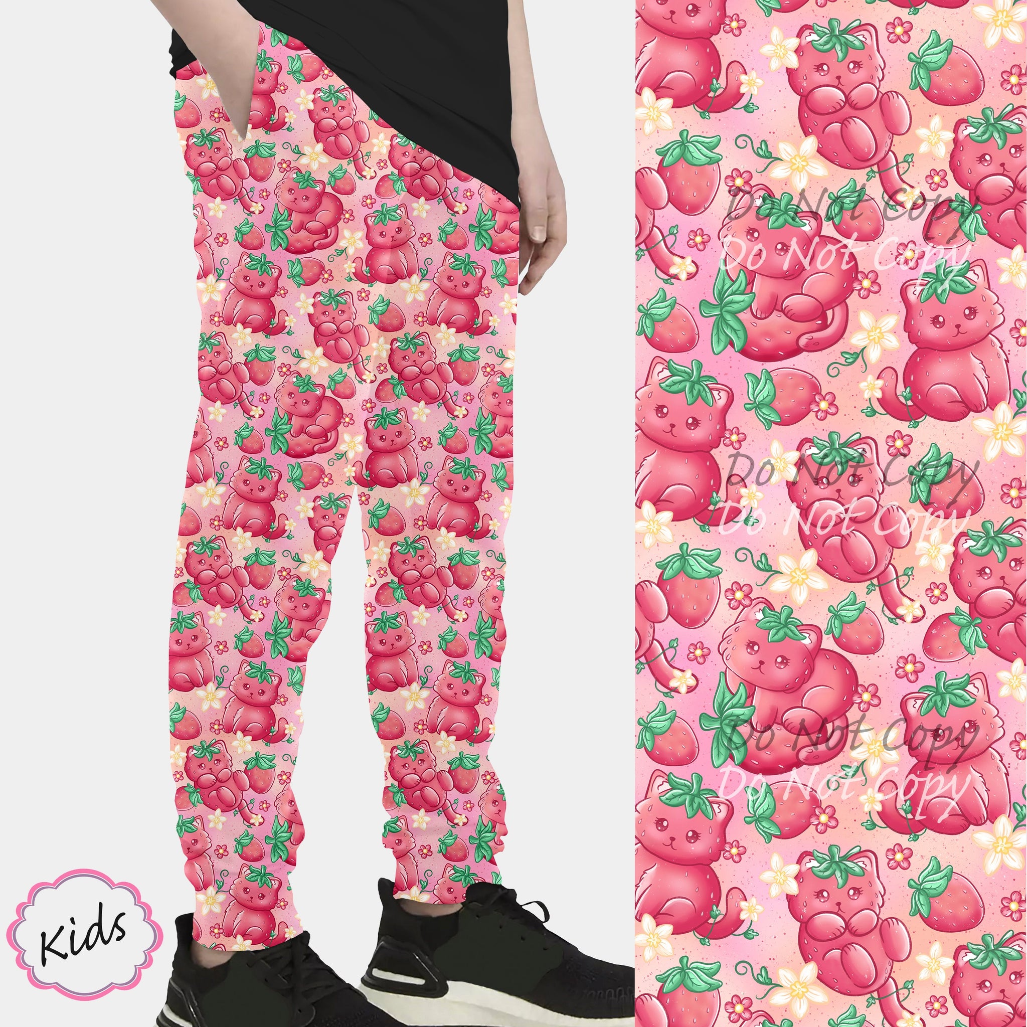 RTS - Kids Strawberry Kitty Capri Joggers